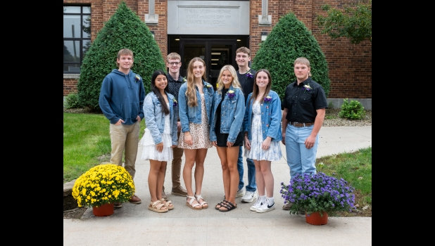 The Homecoming festivities will include the crowning of the Homecoming royalty.  Pictured are the members of the Bulldogs homecoming court, including (from left to right) Korbin Abele, Jacky Gallardo, Case Casperson, Cora Sauer, Kendall Leonardi, Lucas Helgeland, Reese Delger and Calvin Rognes.