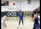 Lady Viking Carly Hengesteg puts up a 3-point attempt in last Monday’s 58-16 non-conference loss to North Union. The Warriors held Hengesteg scoreless on this night, but the talented guard leads the team on the year with 7.8 points per game.