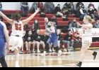 Continually earning more and more playing time this season, N-K’s Briar Anderson sets up the offense last Monday night in Riceville. Anderson came off the bench in this game, a 45-29 loss, and scored four points on 2-3 shooting from the field.
