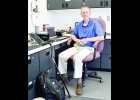 Northwood-Kensett High School Principal Keith Fritz, prepping for the upcoming year of school in his office.