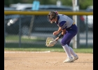 Bulldog Reagan Ham scoops up the ball during Monday’s action against the West Hancock Eagles.
