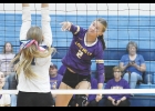 Bulldog Makenzie Budach puts down one of her 32 kills on the day at the recent Central Springs tournament.