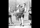 Viking Max Johnson throws the shotput during Thursday’s meet in Lake Mills.