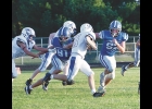 Vikings Carson Tufte and Aydan Schutz in for a tackle during last week's home game.
