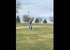 Viking Caden Helgeson tees of during Tuesday's meet in Elma, he went on to earn medalist honors.