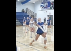 Viking Avarie Skellenger bumps the ball back to her teammates during Thursday night's game against Central Springs.