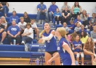 Viking junior Ashlyn Skellenger bumps the ball over the net during action in Rockford on Tuesday night.