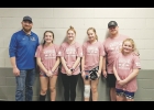 Pictured (from left) are coach Tim Davis, Brianna Perkins, Jessika Ausborn, Kaylene Peterson, coach Dennie Paulson and Sophia Hulshizer.