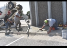 A portion of the sidewalk next to the Northwood Volunteer Fire Company headquarters recently received some attention. The crew from Springer Construction is pictured as it shapes and smoothes the surface last week.