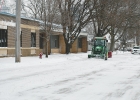 With the recent snowfall, an increased contingent of the City's traffic consisted of snow-clearing machinery, like the school's snow-removal equipment seen above.